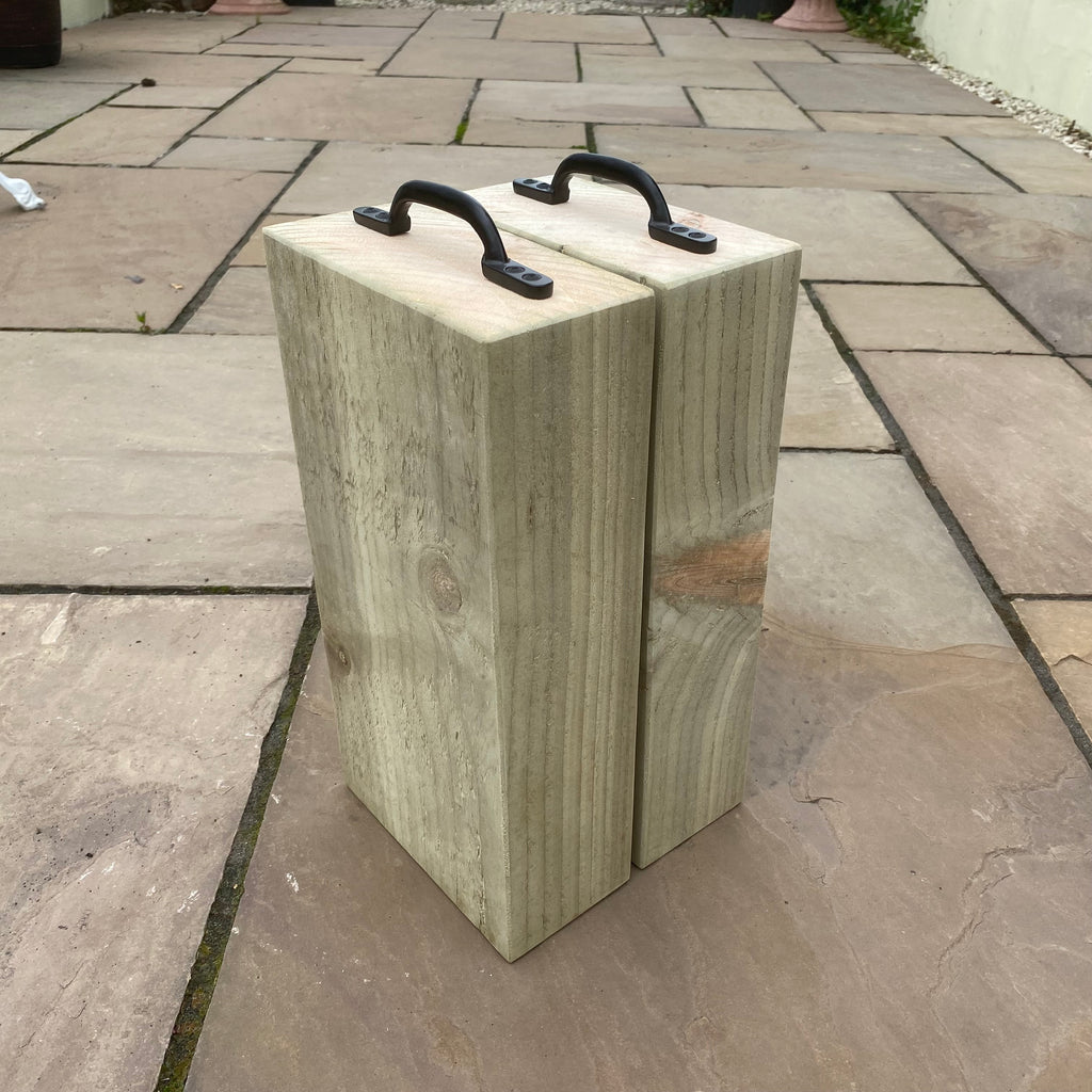 2 x Wooden Rustic Sleeper Door Stops for Indoor And Outdoor Use Durable Natural Wood Design 20cm & 40cm Sizes Easy Installation Versatile