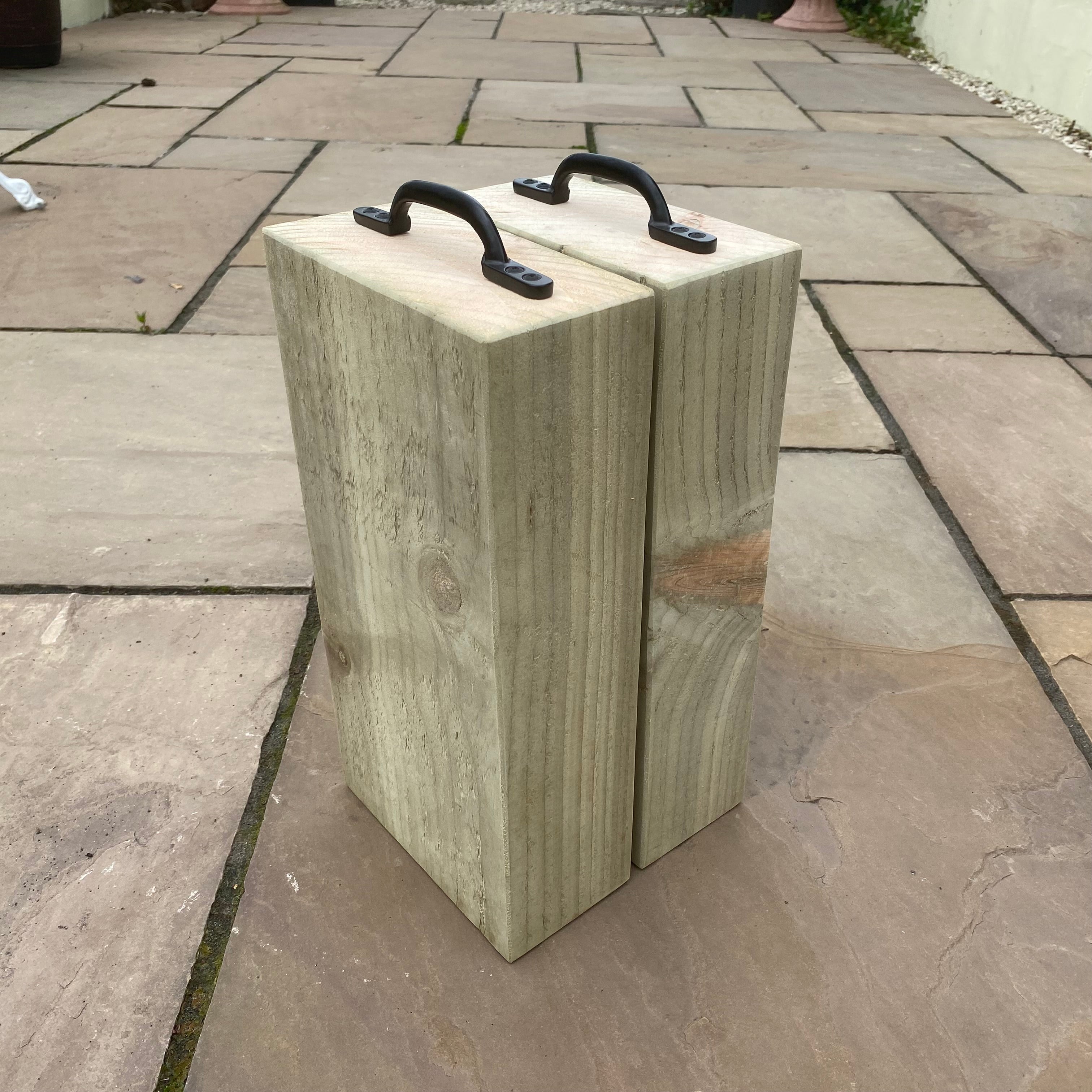 2 x Wooden Rustic Sleeper Door Stops for Indoor And Outdoor Use Durable Natural Wood Design 20cm & 40cm Sizes Easy Installation Versatile