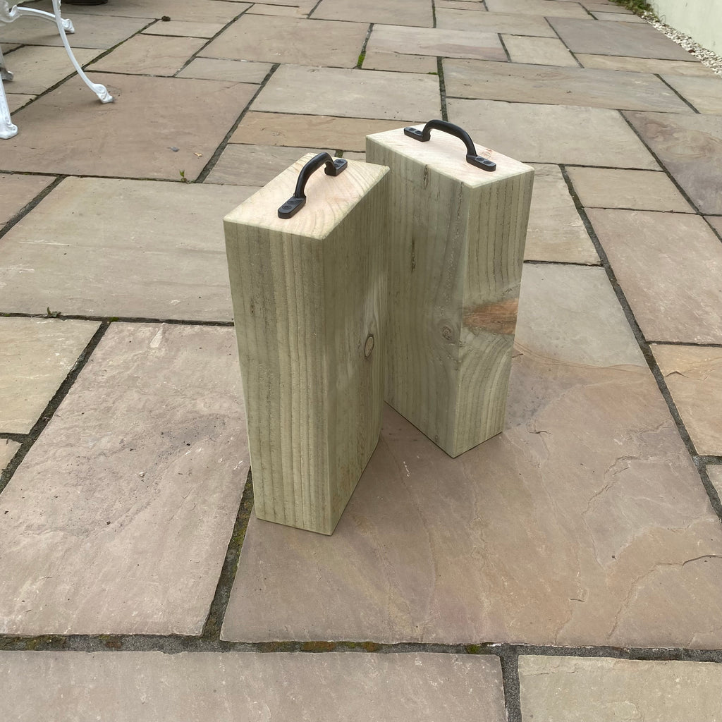 2 x Wooden Rustic Sleeper Door Stops for Indoor And Outdoor Use Durable Natural Wood Design 20cm & 40cm Sizes Easy Installation Versatile