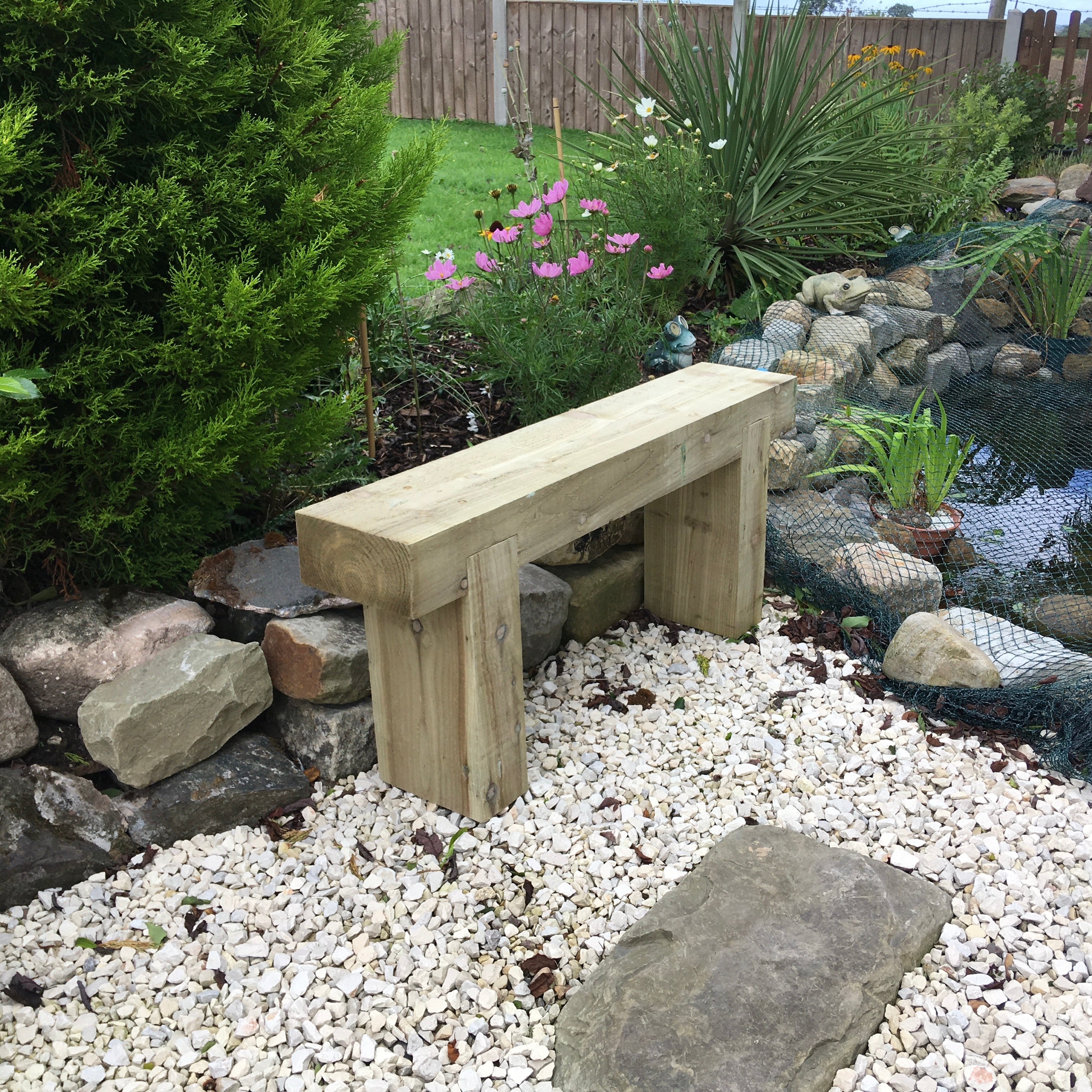 2 Seater Wooden Rustic Garden Bench Sleeper Seat Outdoor Patio L100cm H45cm W20cm Cozy Lounging Furniture for Gardens