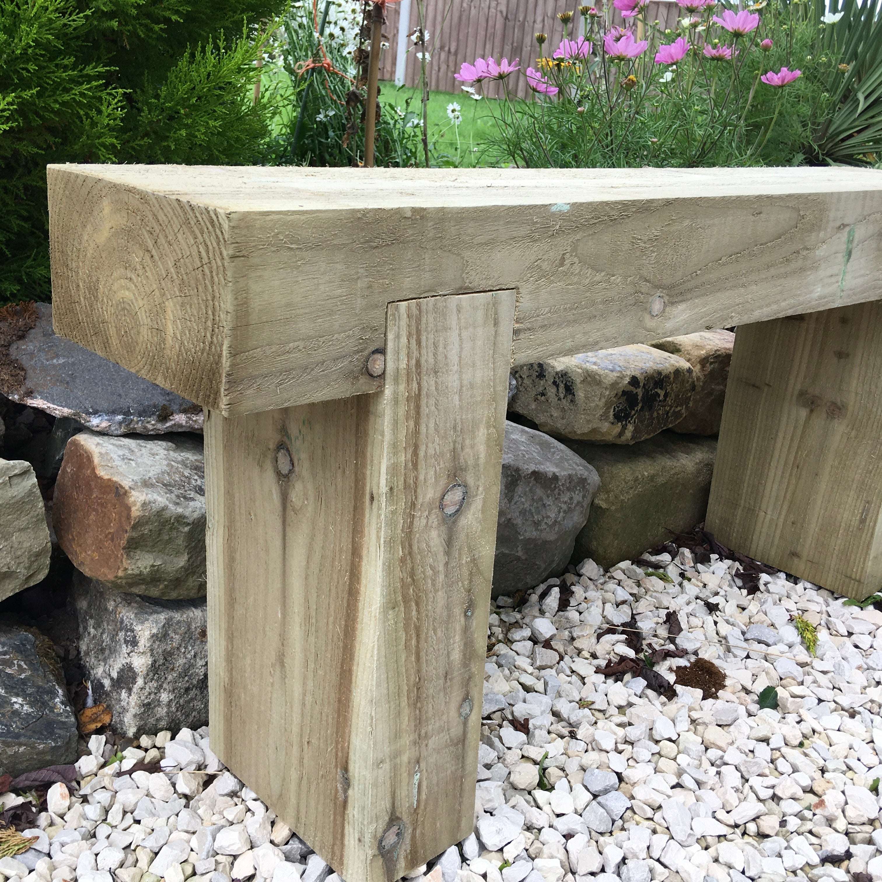 2 Seater Wooden Rustic Garden Bench Sleeper Seat Outdoor Patio L100cm H45cm W20cm Cozy Lounging Furniture for Gardens