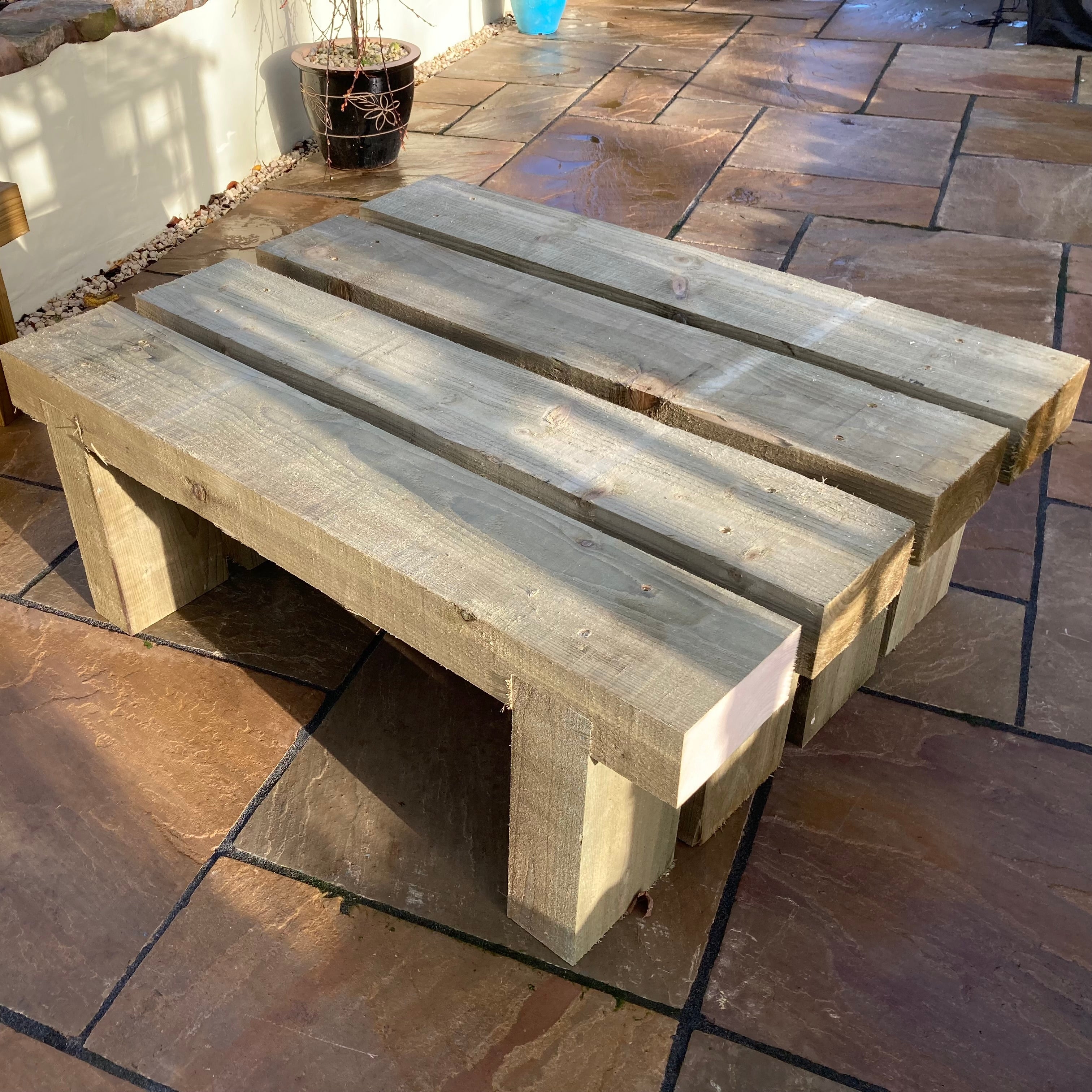 3 Seater Wooden Rustic Garden Bench Sleeper Seat Outdoor Patio L120cm H45cm W20cm for Cozy Relaxation