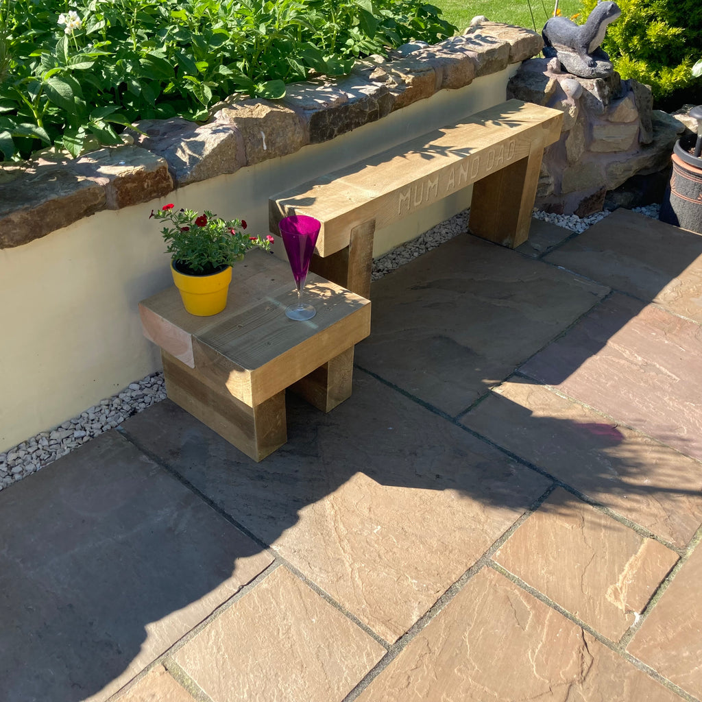Wooden Rustic Coffee Side Table for Garden Sleeper Outdoor Patio - Perfect for Outdoor Decor and Plant Display