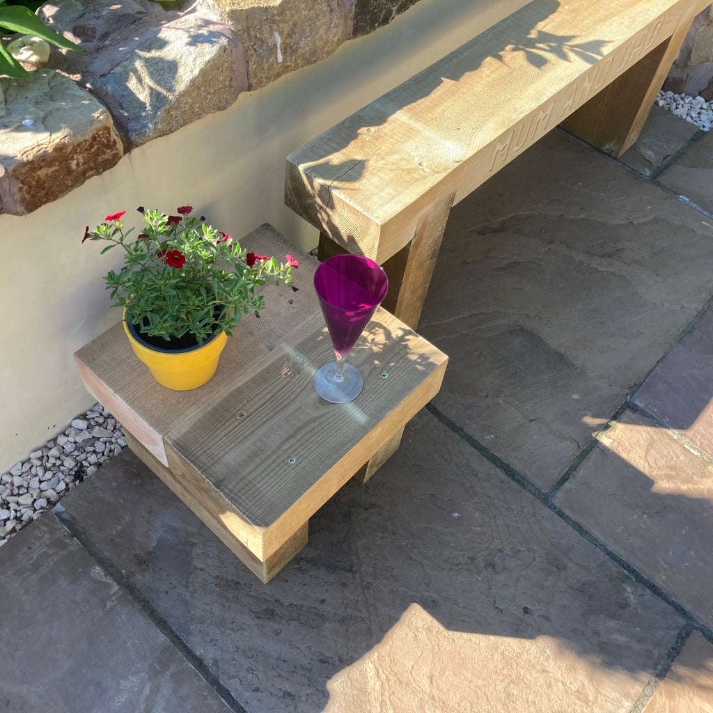 Wooden Rustic Coffee Side Table for Garden Sleeper Outdoor Patio - Perfect for Outdoor Decor and Plant Display