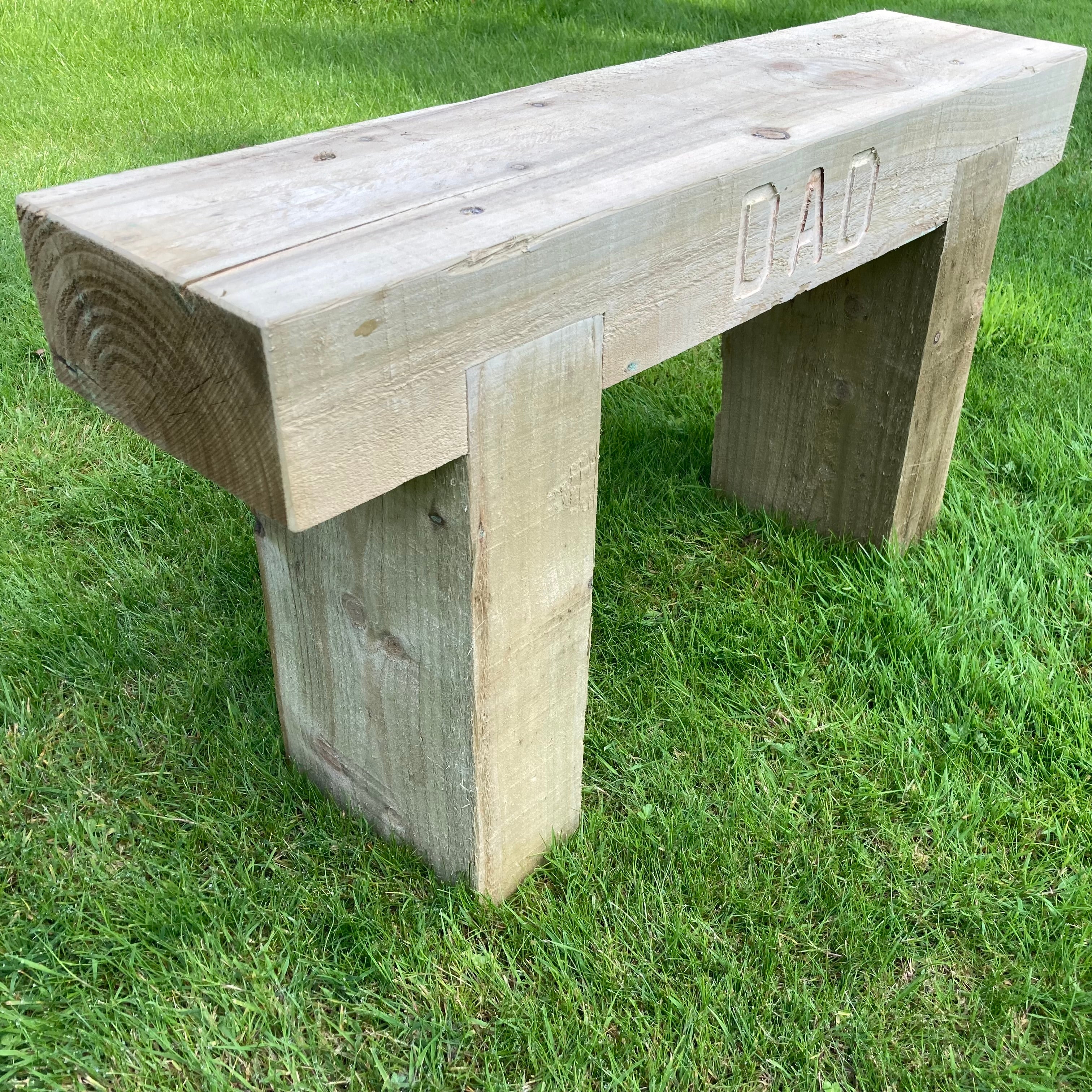 1 Seater Custom Engraved Wooden Rustic Garden Bench Sleeper Seat Outdoor Patio L100cm H45cm W20cm for Cozy Relaxation (Copy)