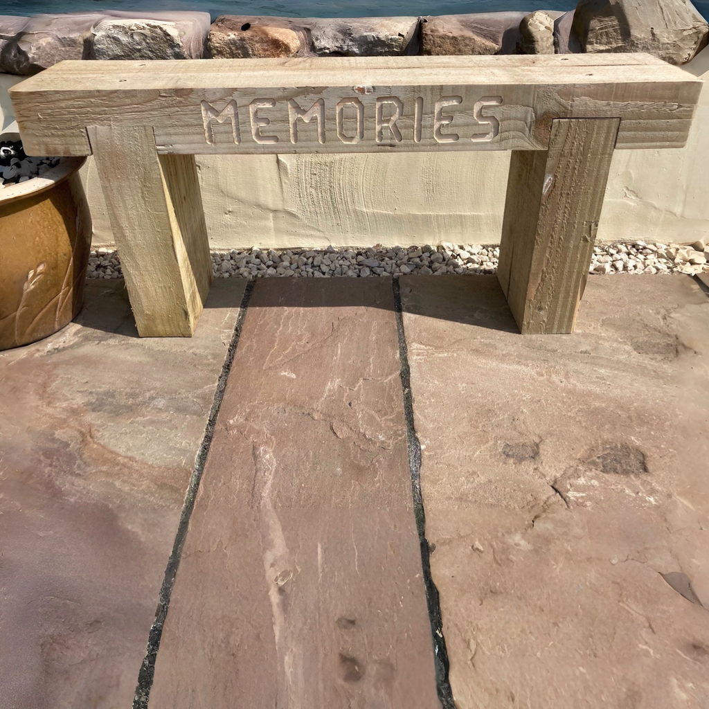 2 Seater Custom Engraved Wooden Rustic Garden Bench Sleeper Seat Outdoor Patio L100cm H45cm W20cm for Cozy Relaxation