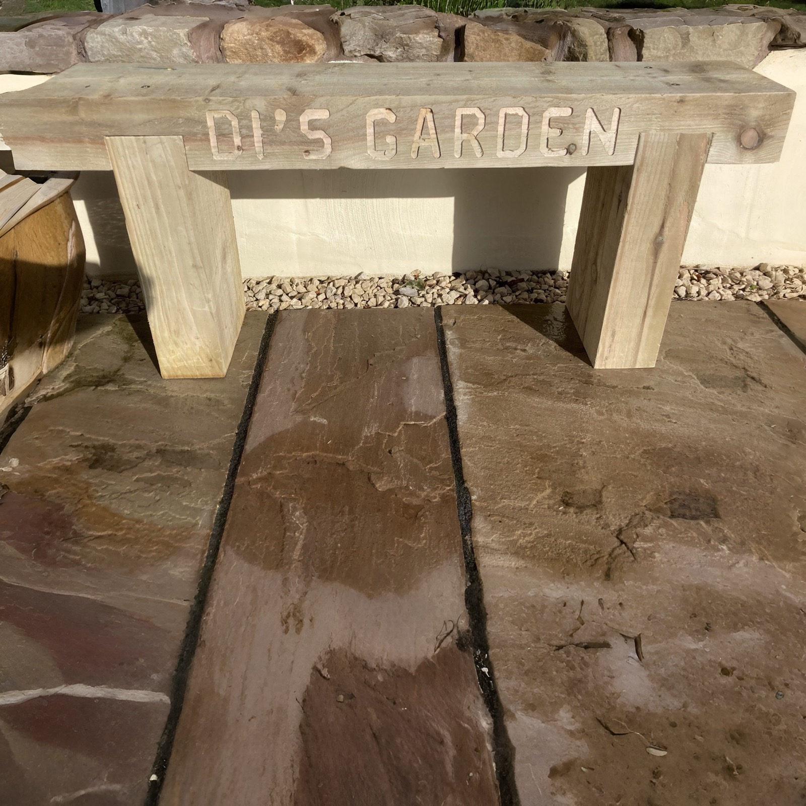 2 Seater Custom Engraved Wooden Rustic Garden Bench Sleeper Seat Outdoor Patio L100cm H45cm W20cm for Cozy Relaxation