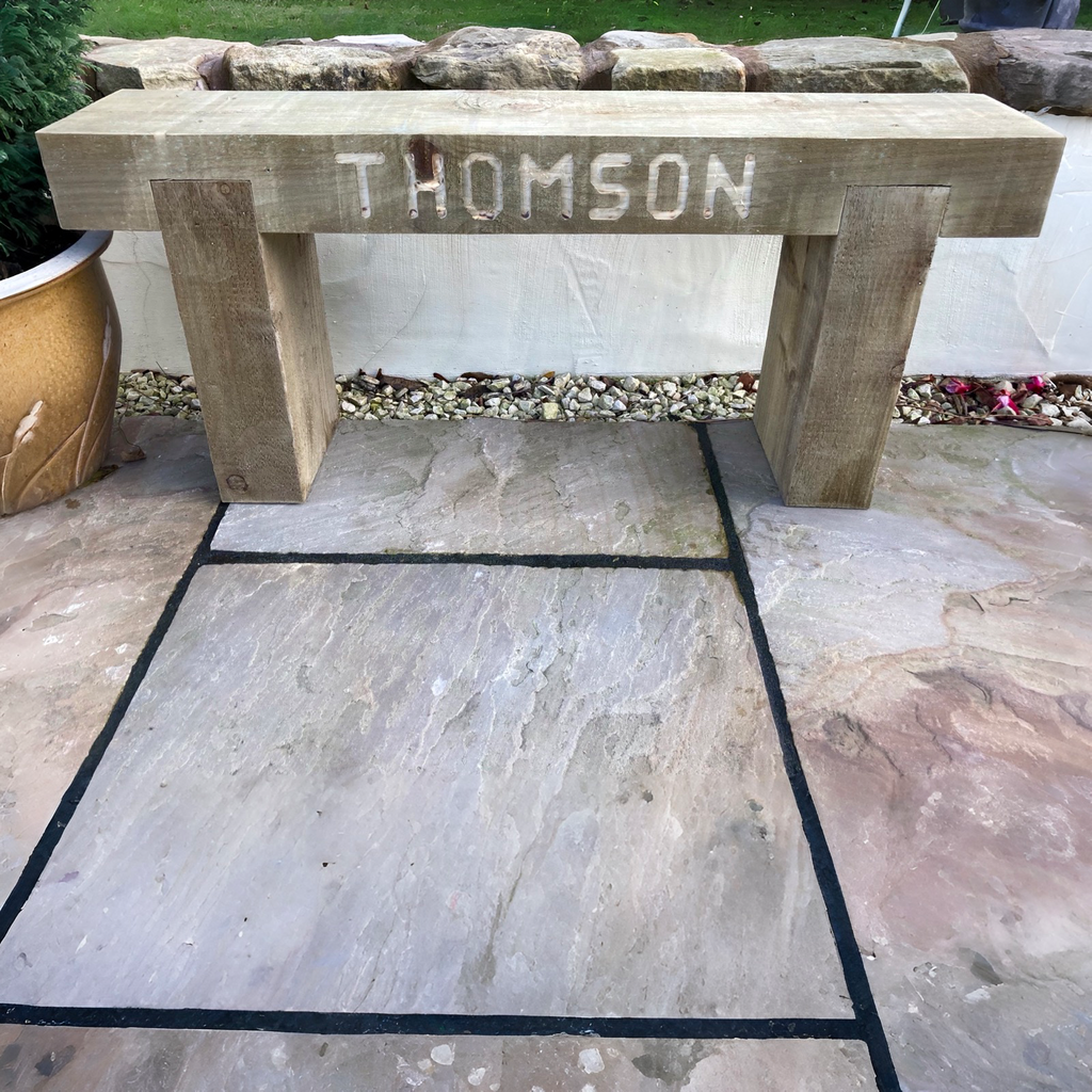 2 Seater Custom Engraved Wooden Rustic Garden Bench Sleeper Seat Outdoor Patio L100cm H45cm W20cm for Cozy Relaxation