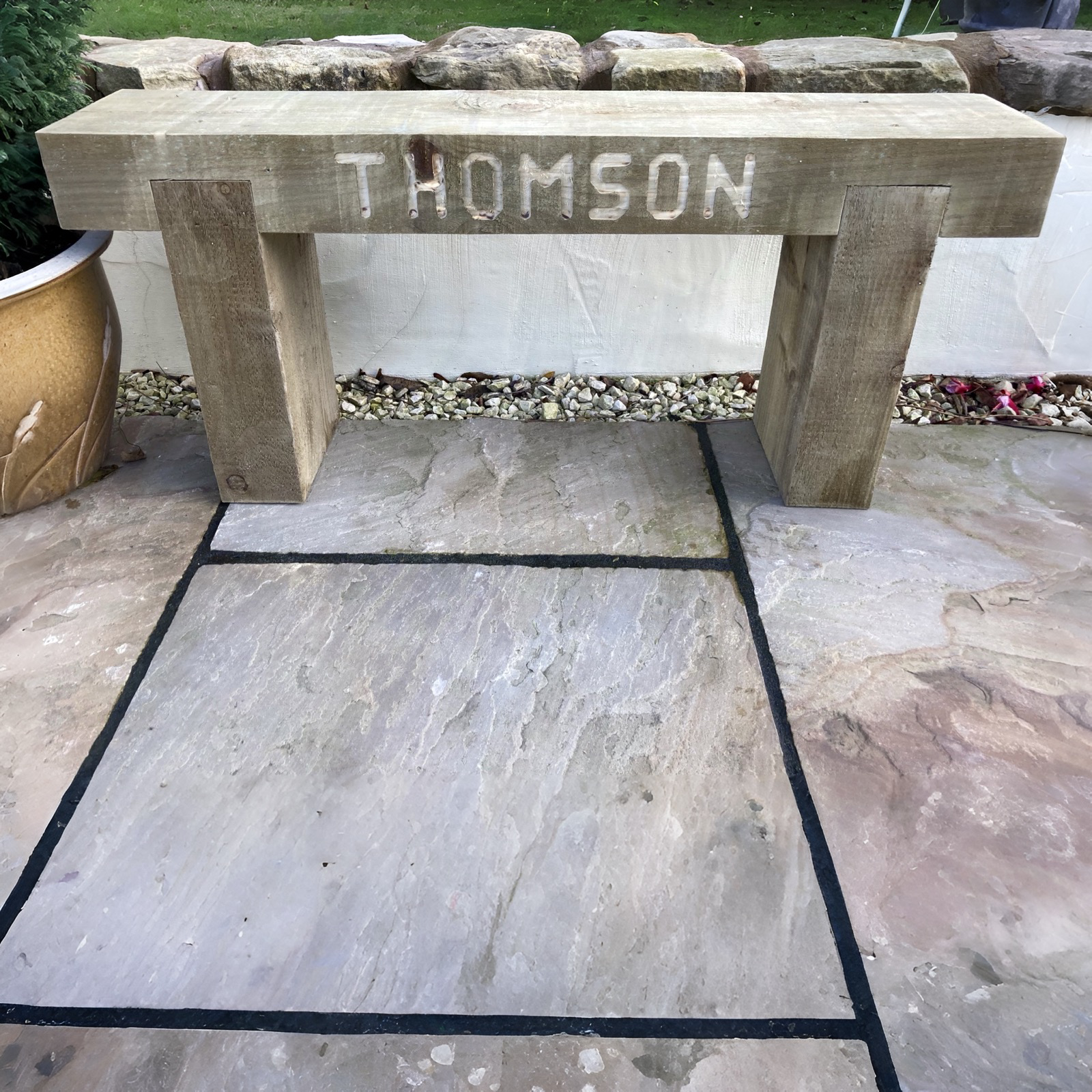 2 Seater Custom Engraved Wooden Rustic Garden Bench Sleeper Seat Outdoor Patio L100cm H45cm W20cm for Cozy Relaxation