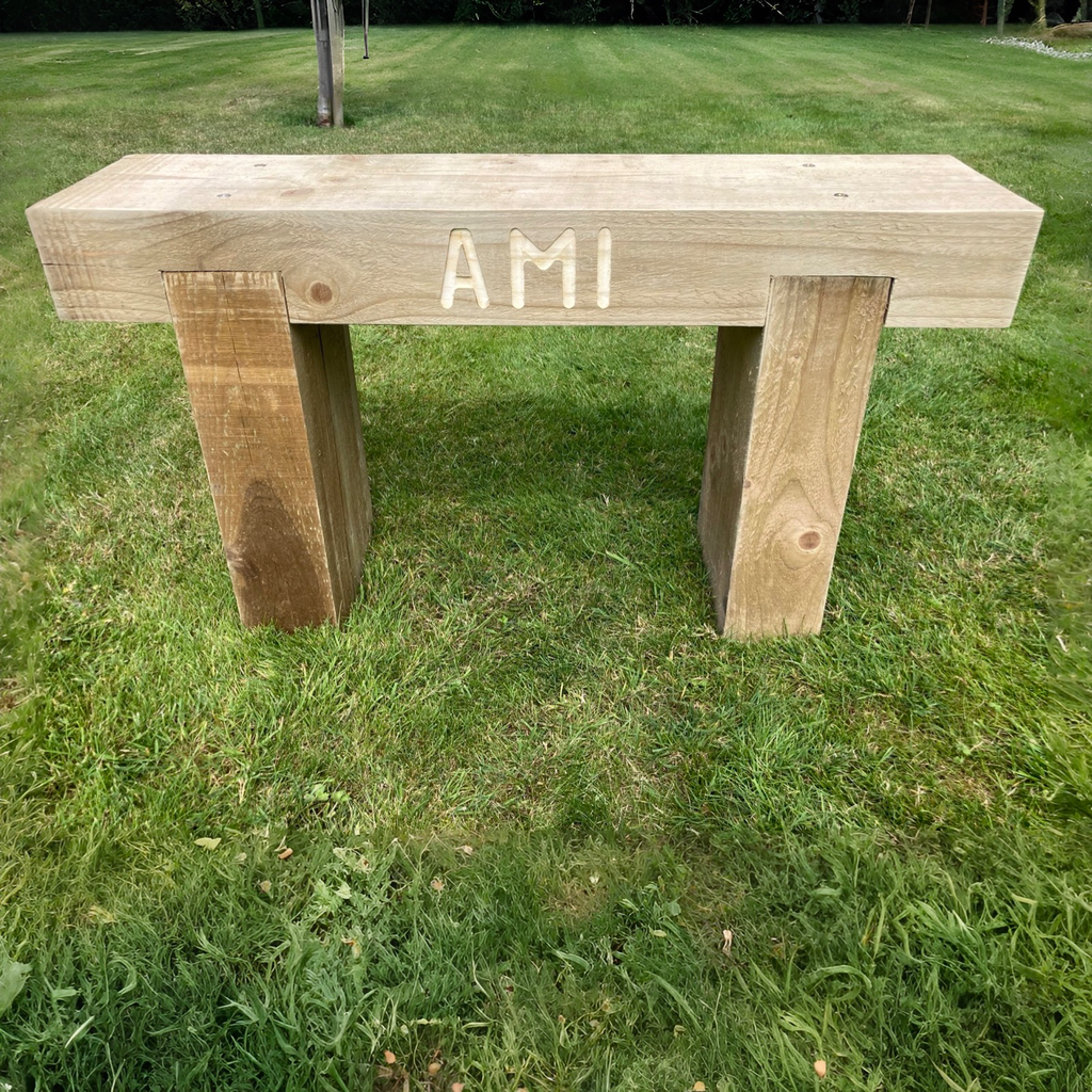 1 Seater Custom Engraved Wooden Rustic Garden Bench Sleeper Seat Outdoor Patio L100cm H45cm W20cm for Cozy Relaxation (Copy)