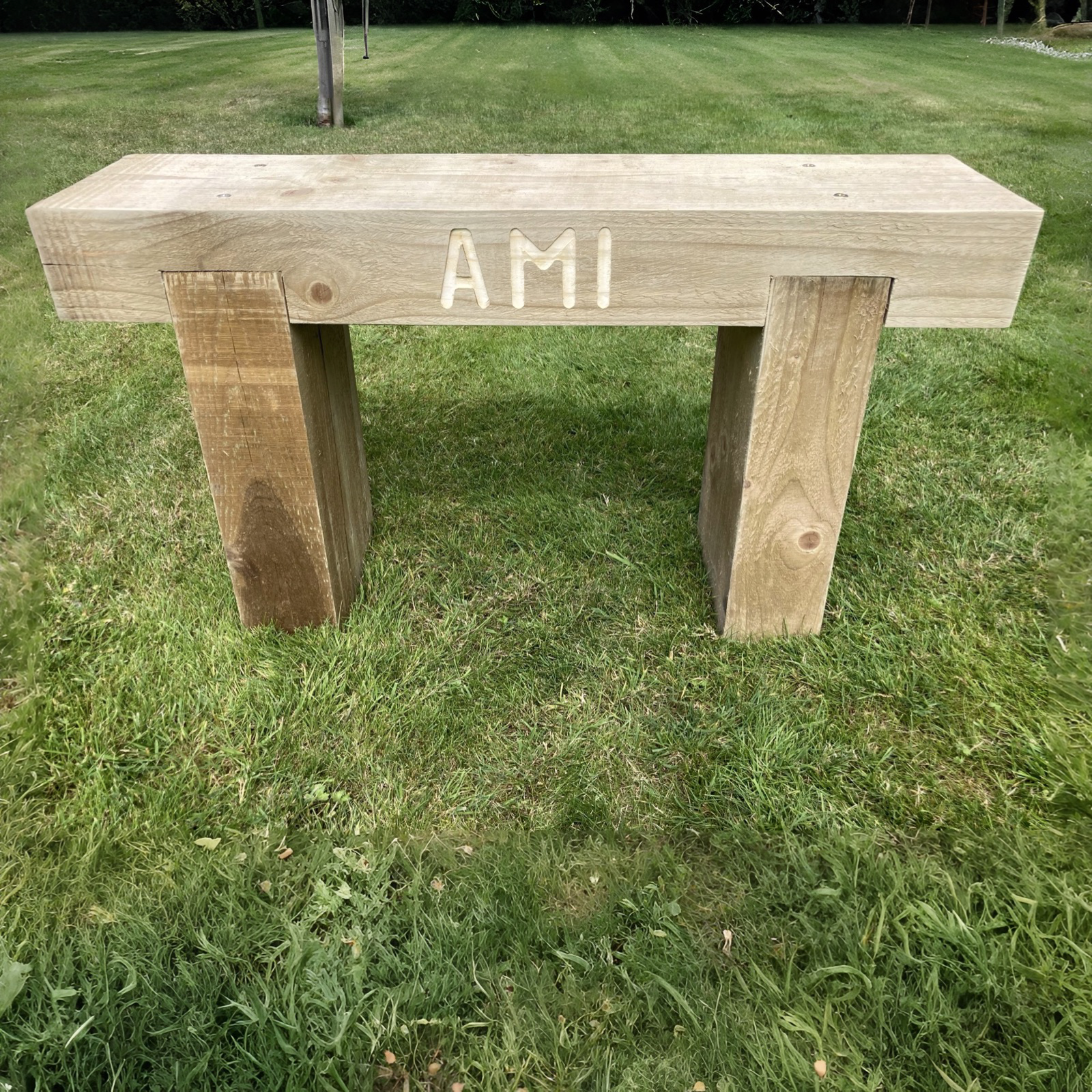 1 Seater Custom Engraved Wooden Rustic Garden Bench Sleeper Seat Outdoor Patio L100cm H45cm W20cm for Cozy Relaxation (Copy)