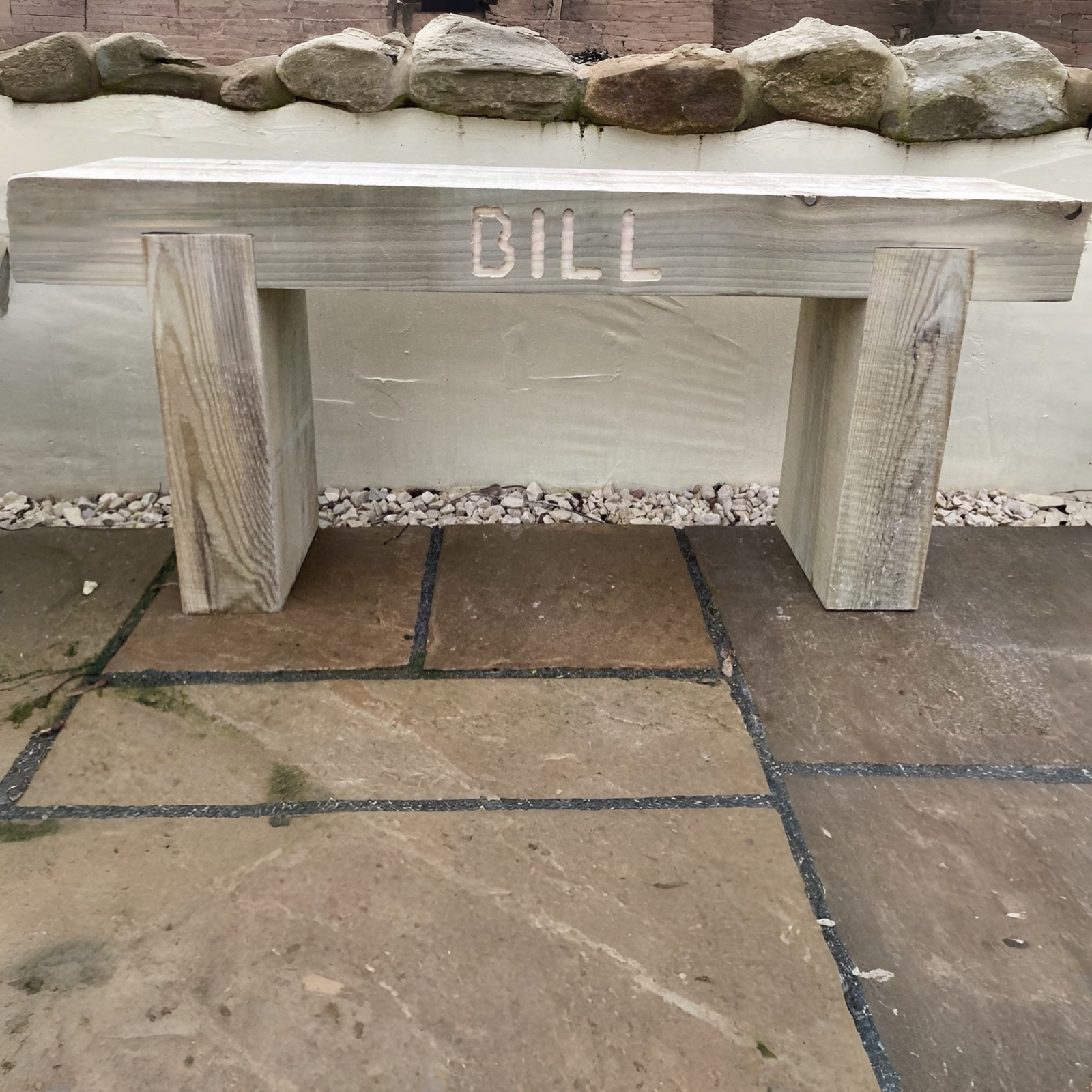2 Seater Custom Engraved Wooden Rustic Garden Bench Sleeper Seat Outdoor Patio L100cm H45cm W20cm for Cozy Relaxation