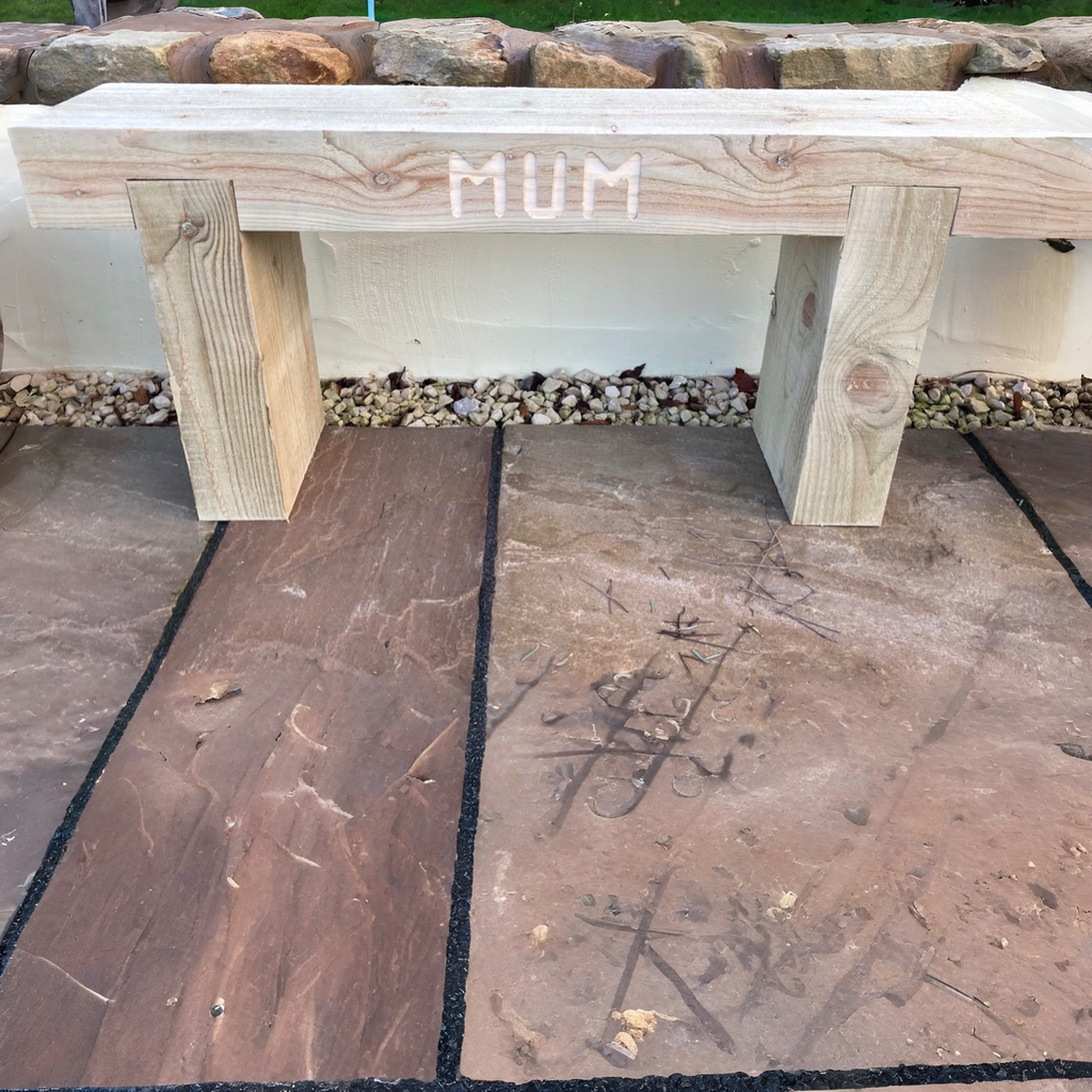 2 Seater Custom Engraved Wooden Rustic Garden Bench Sleeper Seat Outdoor Patio L100cm H45cm W20cm for Cozy Relaxation