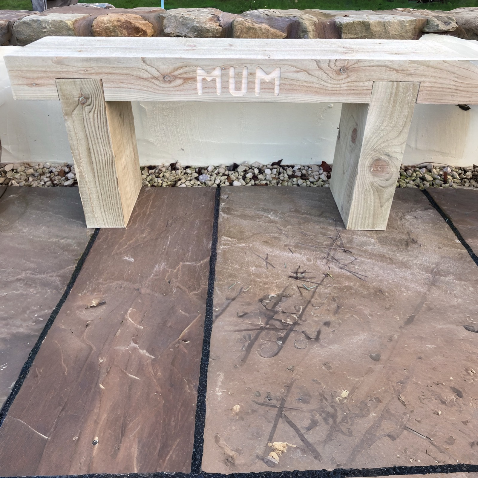 2 Seater Custom Engraved Wooden Rustic Garden Bench Sleeper Seat Outdoor Patio L100cm H45cm W20cm for Cozy Relaxation