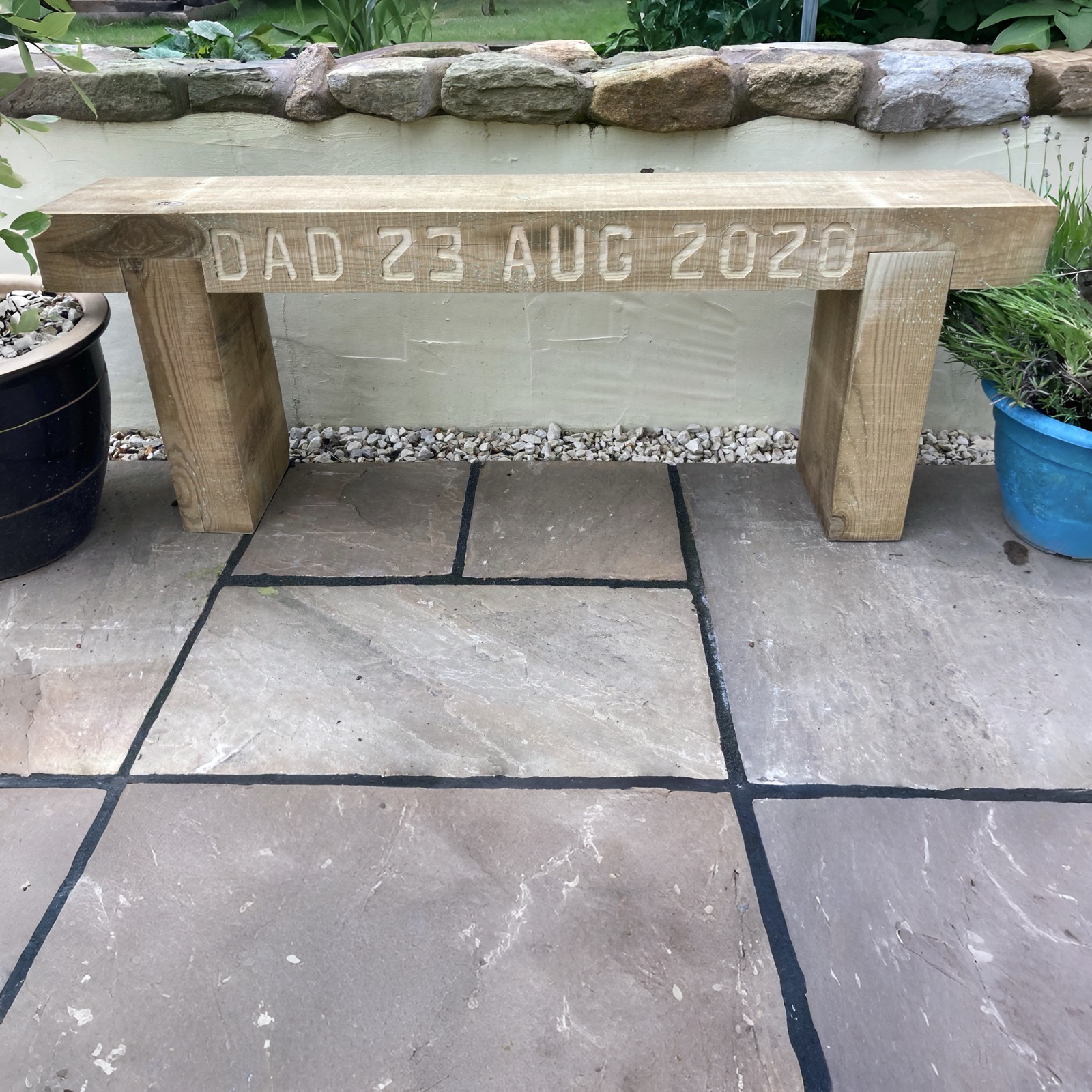 3 Seater Custom Engraved Wooden Rustic Garden Bench Sleeper Seat Outdoor Patio L120cm H45cm W20cm for Cozy Relaxation