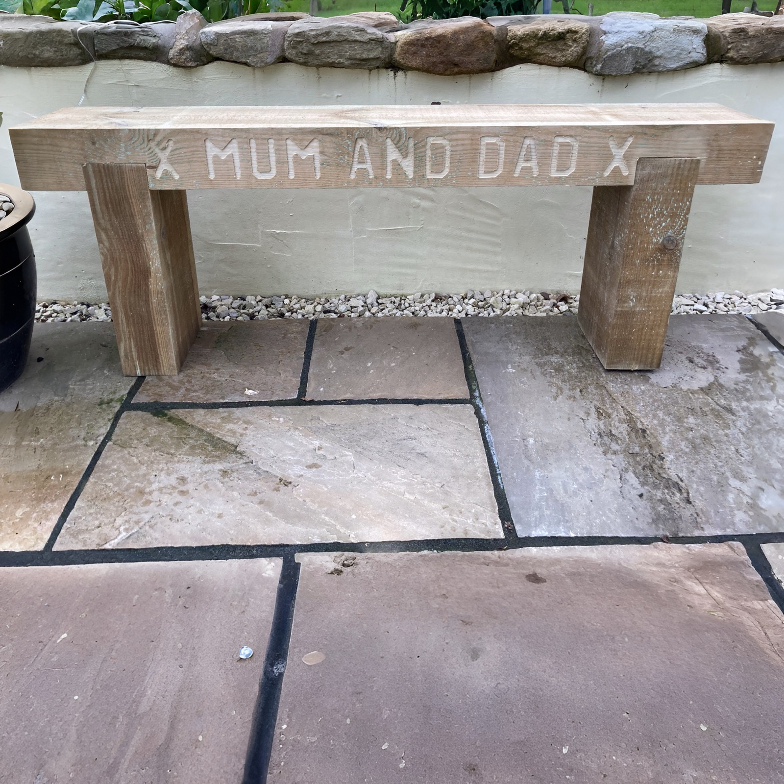 3 Seater Custom Engraved Wooden Rustic Garden Bench Sleeper Seat Outdoor Patio L120cm H45cm W20cm for Cozy Relaxation
