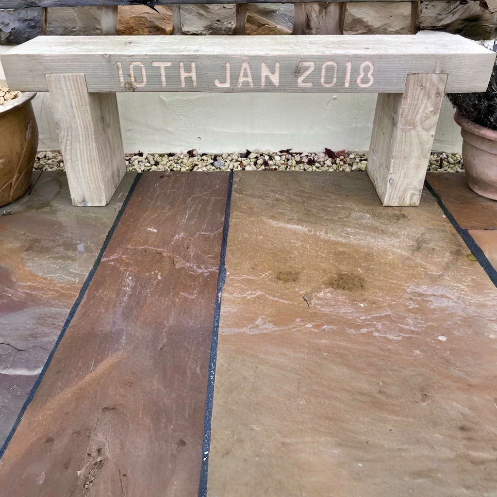 3 Seater Custom Engraved Wooden Rustic Garden Bench Sleeper Seat Outdoor Patio L120cm H45cm W20cm for Cozy Relaxation