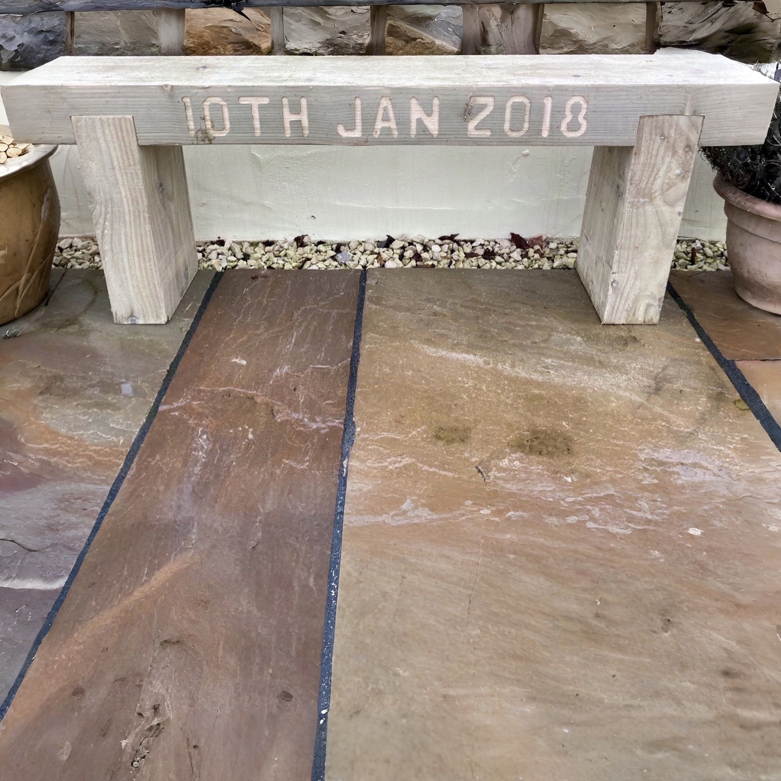 3 Seater Custom Engraved Wooden Rustic Garden Bench Sleeper Seat Outdoor Patio L120cm H45cm W20cm for Cozy Relaxation