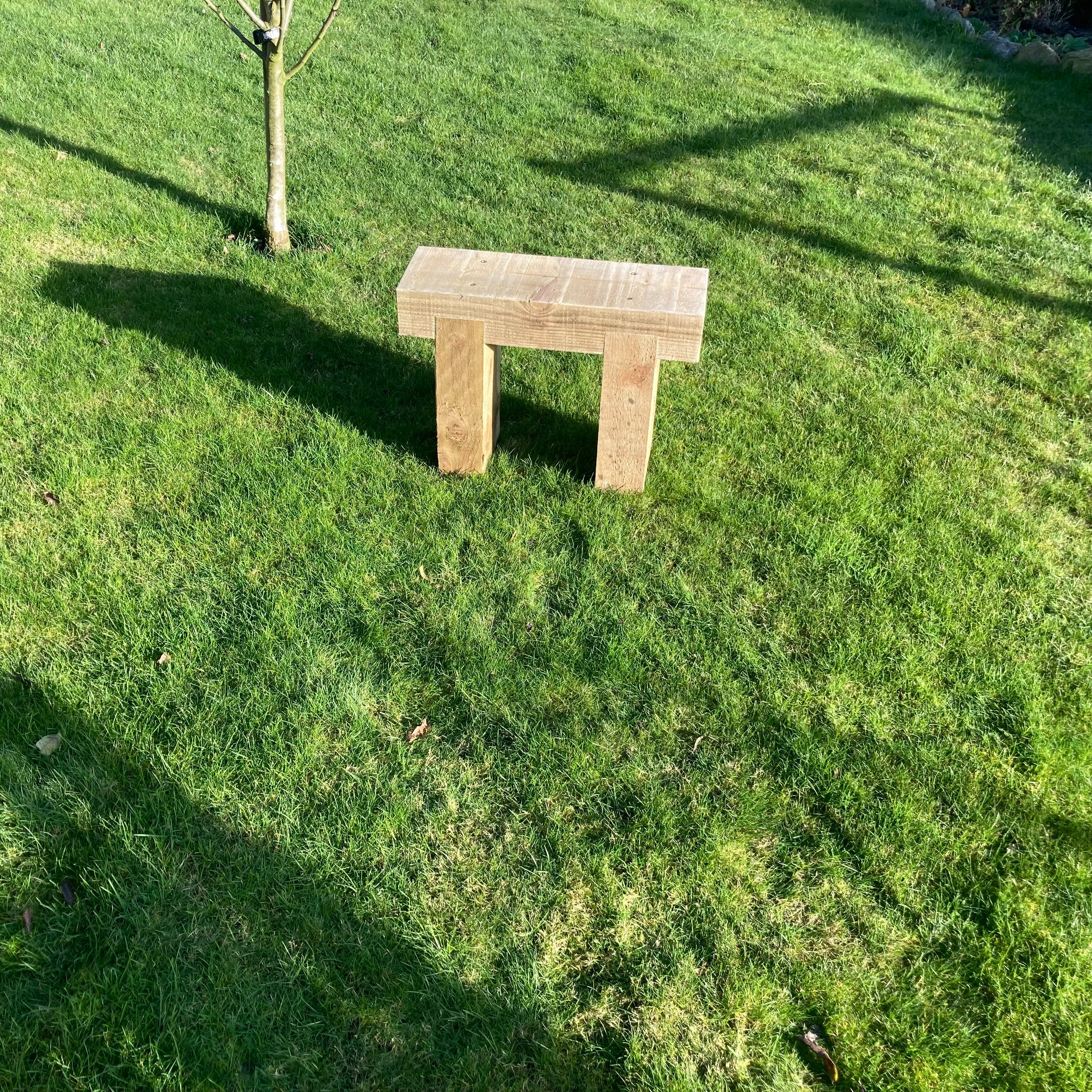 Mini 1 Seater Wooden Rustic Garden Bench Sleeper Seat Outdoor Patio L60cm H45cm W20cm Cozy Lounging Furniture