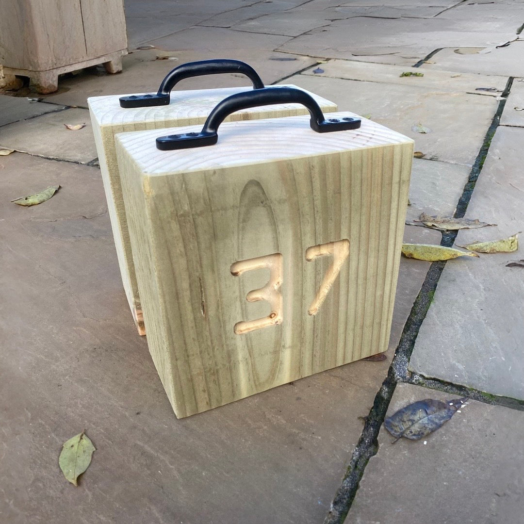 2 x Custom Engraved Wooden Rustic Sleeper Door Stops for Indoor And Outdoor Use Durable Natural Wood Design 20cm & 40cm Sizes Easy Installation Versatile