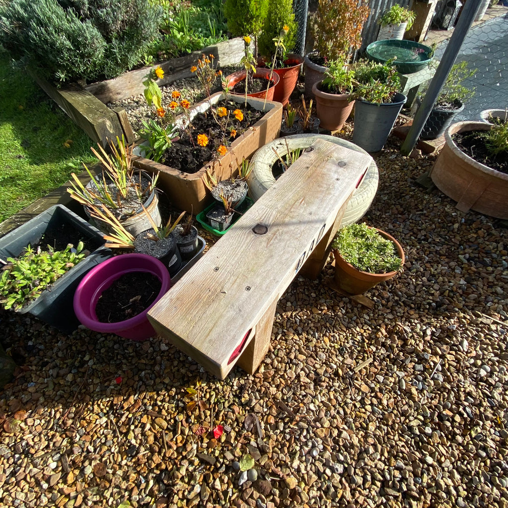 1 Seater Custom Engraved Wooden Rustic Garden Sleeper Bench L80cm H45cm W20cm