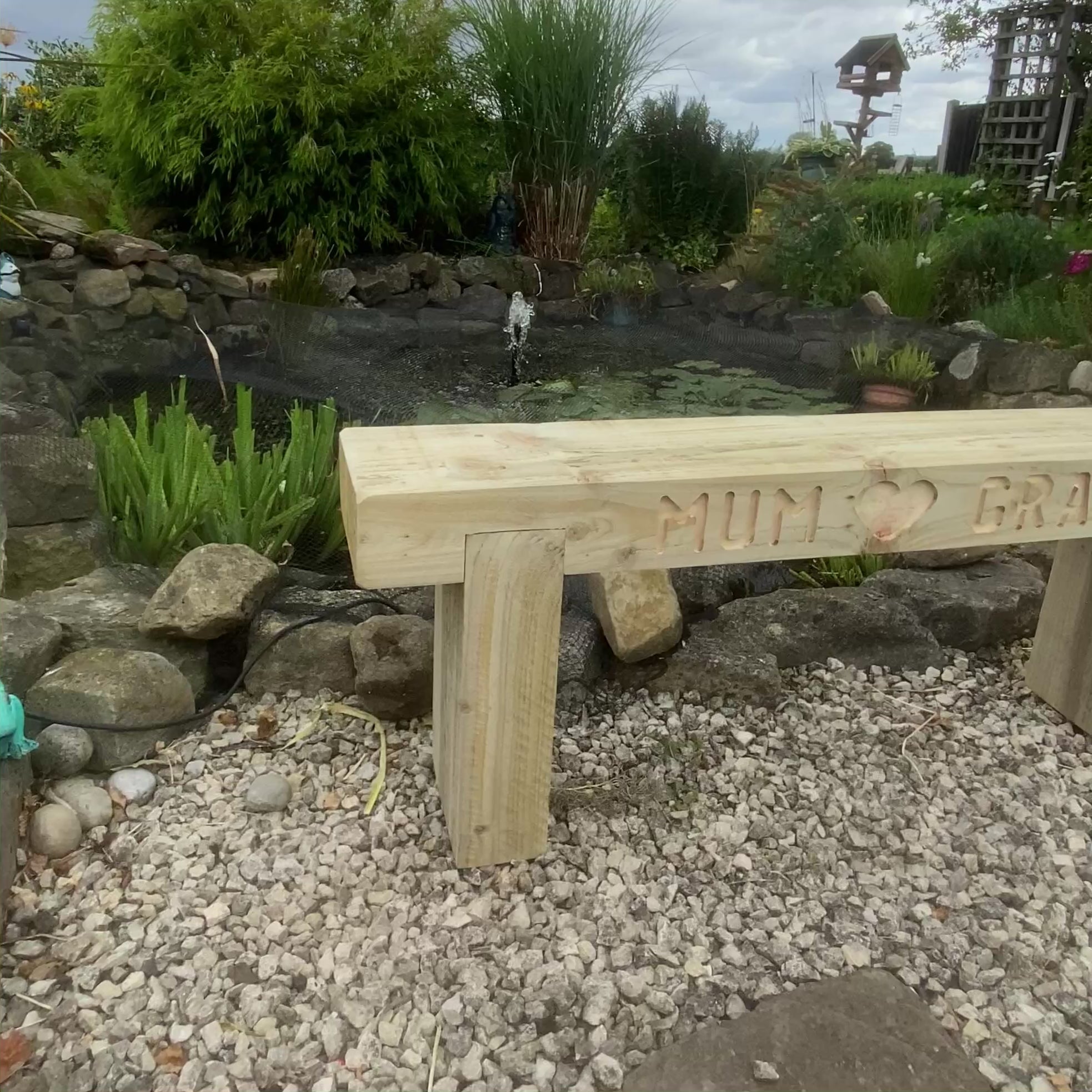 3 Seater Custom Engraved Wooden Rustic Garden Bench Sleeper Seat Outdoor Patio L120cm H45cm W20cm for Cozy Relaxation
