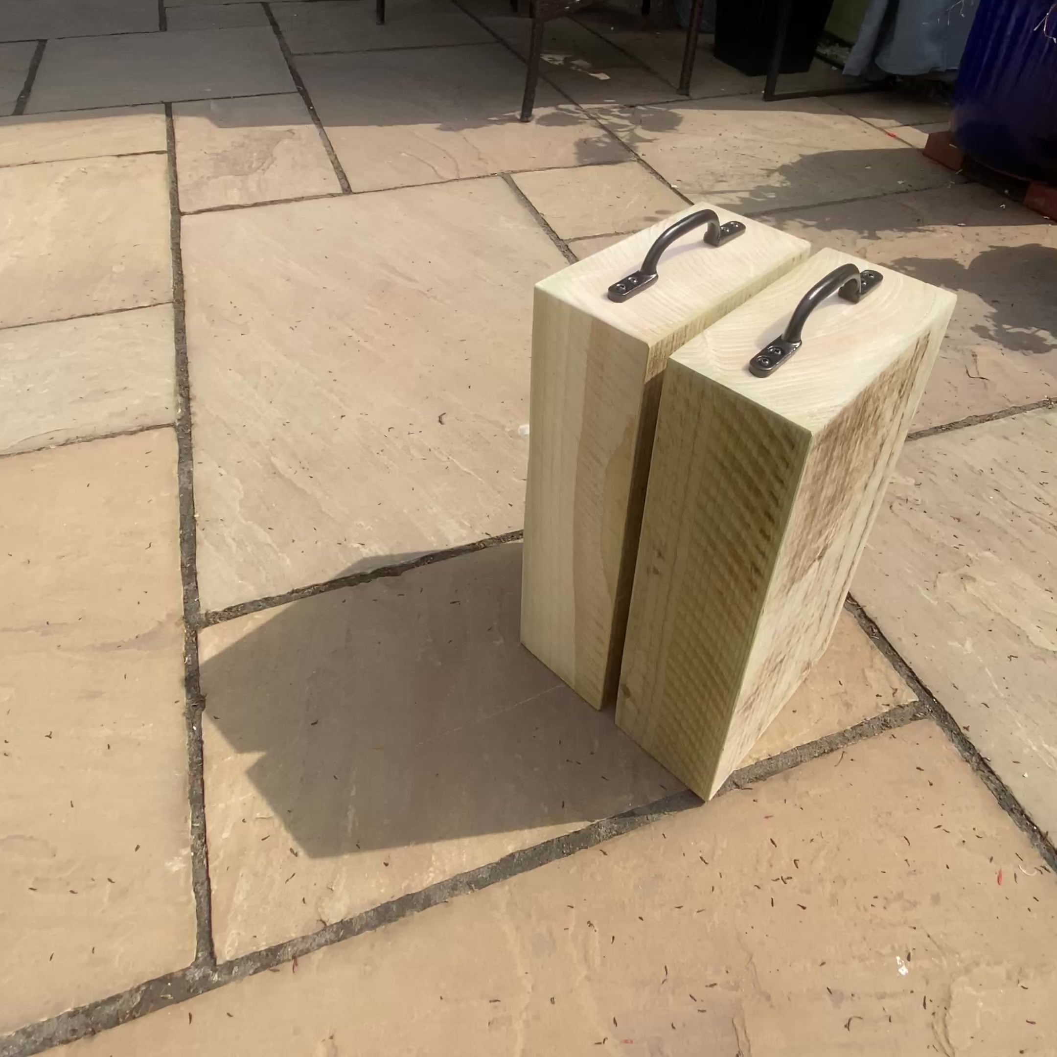 2 x Wooden Rustic Sleeper Door Stops for Indoor And Outdoor Use Durable Natural Wood Design 20cm & 40cm Sizes Easy Installation Versatile