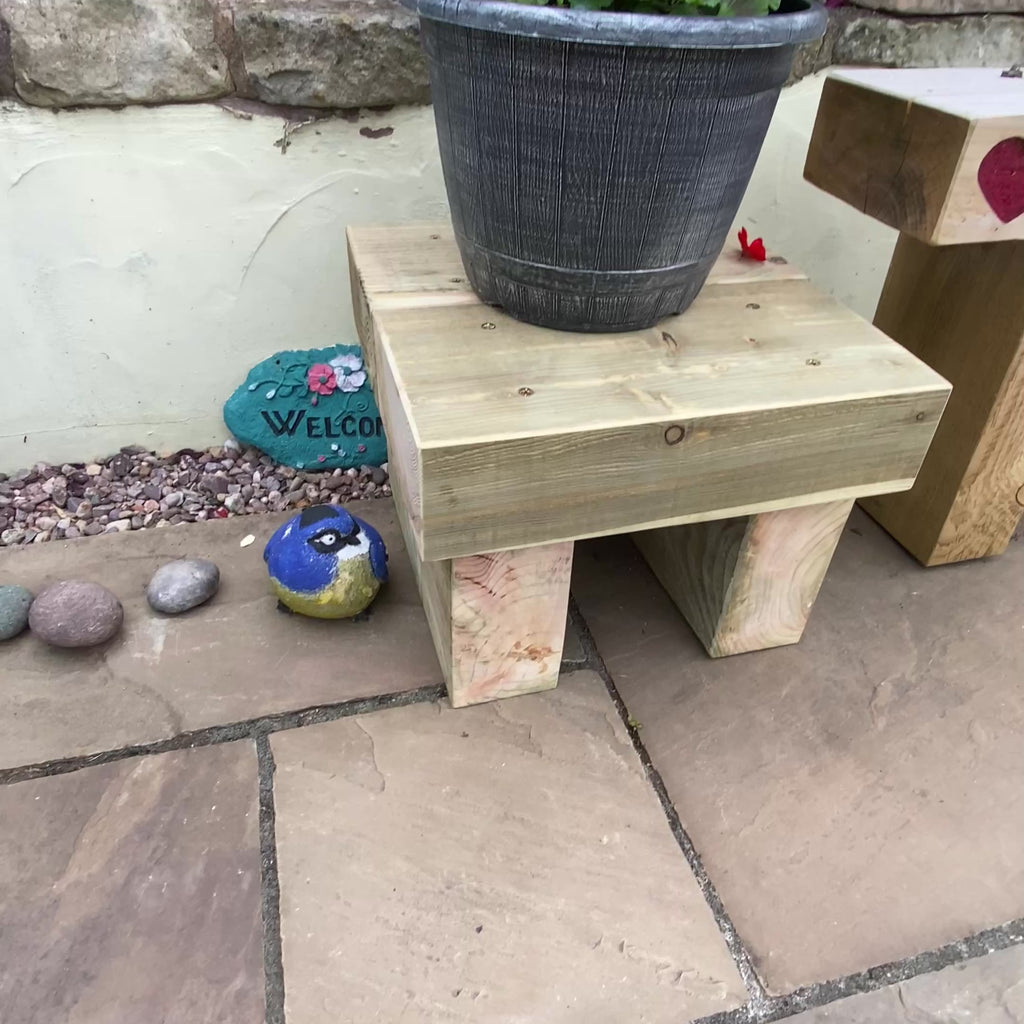 Wooden Rustic Coffee Side Table for Garden Sleeper Outdoor Patio - Perfect for Outdoor Decor and Plant Display