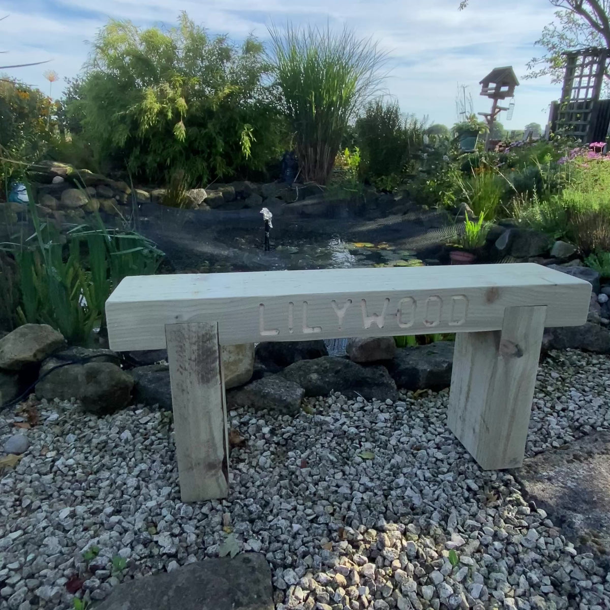 2 Seater Custom Engraved Wooden Rustic Garden Bench Sleeper Seat Outdoor Patio L100cm H45cm W20cm for Cozy Relaxation