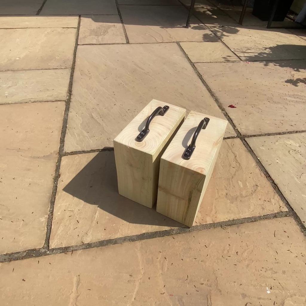 2 x Wooden Rustic Sleeper Door Stops for Indoor And Outdoor Use Durable Natural Wood Design 20cm & 40cm Sizes Easy Installation Versatile