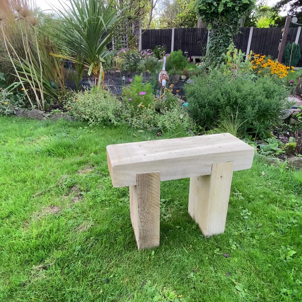 Mini 1 Seater Wooden Rustic Garden Bench Sleeper Seat Outdoor Patio L60cm H45cm W20cm Cozy Lounging Furniture